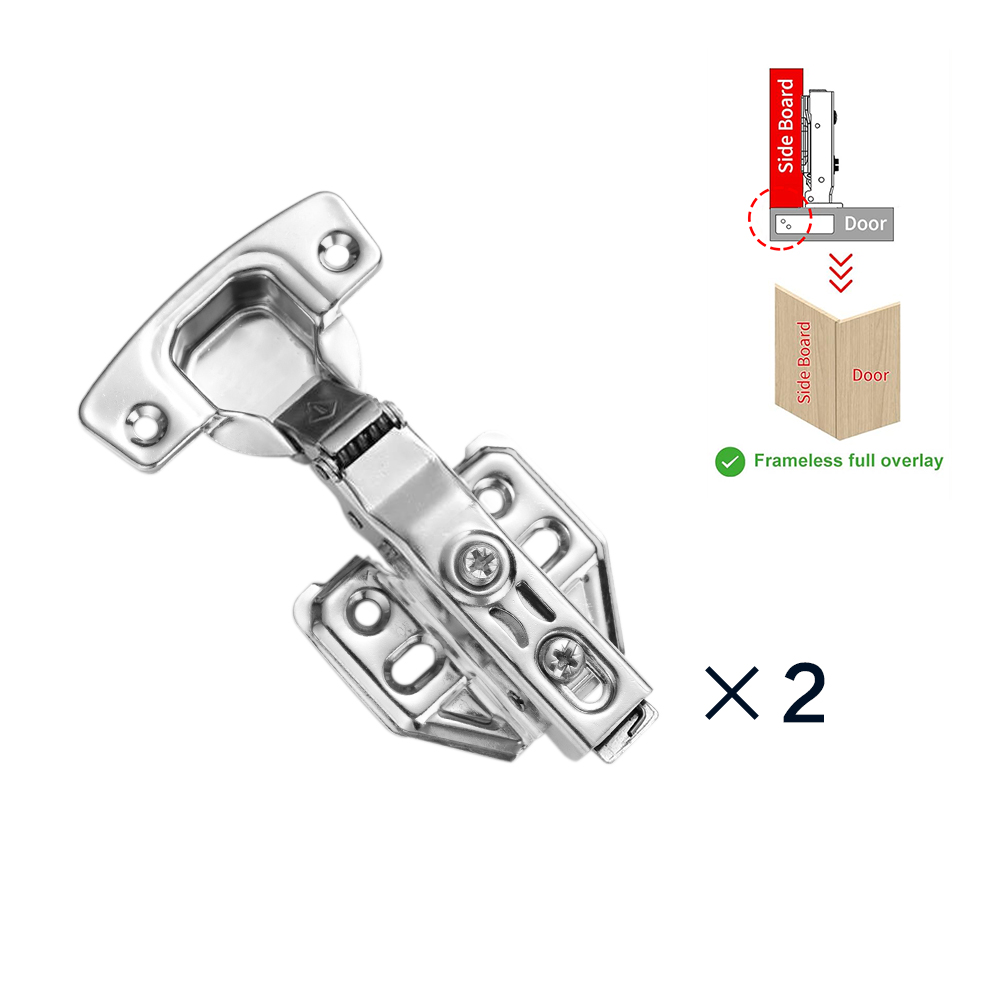 2pcs Frameless Cabinet Door Concealed Hinges,Soft-Close, European Full Overlay/ Half Overlay/ Inset, 35mm Cup Door Hinge: WHITE