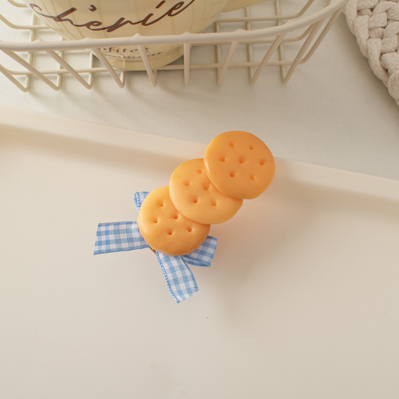 Cute Baking Biscuit Hair Clip Girl's Heart Butterfly Knot Hairpin Clip Hair Clip Korean Edition Fun Simulation Hair Accessories: Orange