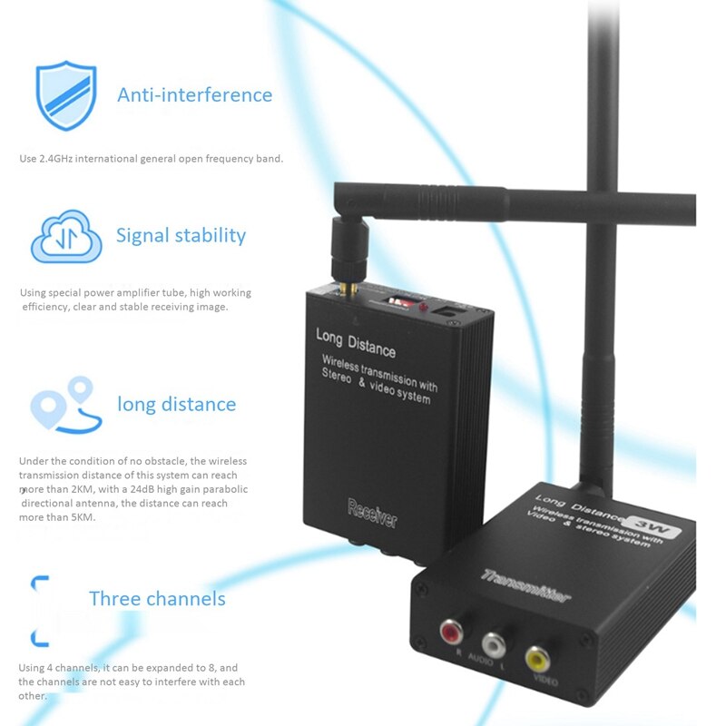 2.4Ghz Hifi Digitale Draadloze O Video Adapter Ontvanger Muziek Wifi Zender Ontvanger 3W Met 3.5Mm Kabel Eu plug