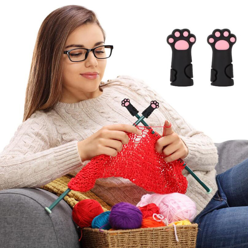 Tapón de tejer con garra de gato 5/10/15, protección de punto de aguja de tejer multicolor, suministros de tejer y ganchillo de silicona