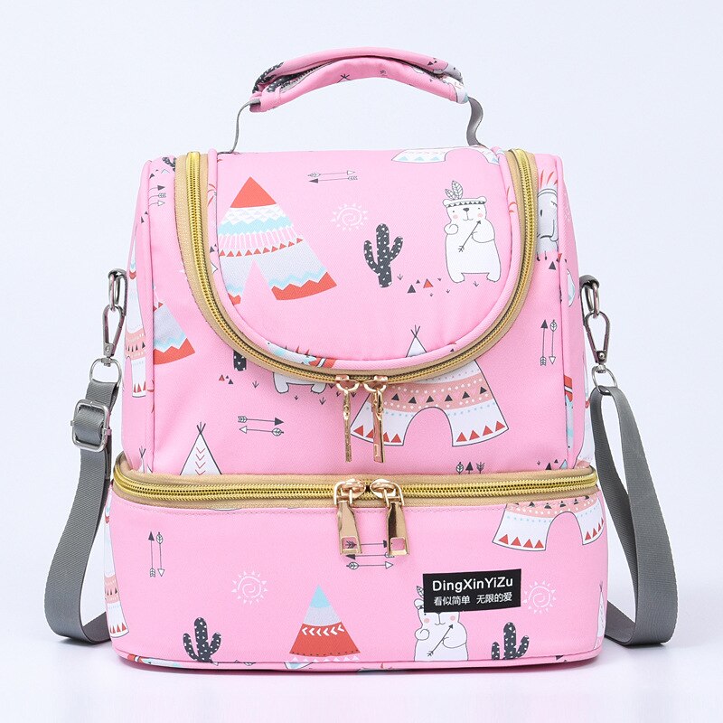 Mochila para pañales, mochila Separable de doble uso, bolso para madres dulces, refrigeración de leche materna, multifuncional,: Pink Snowman