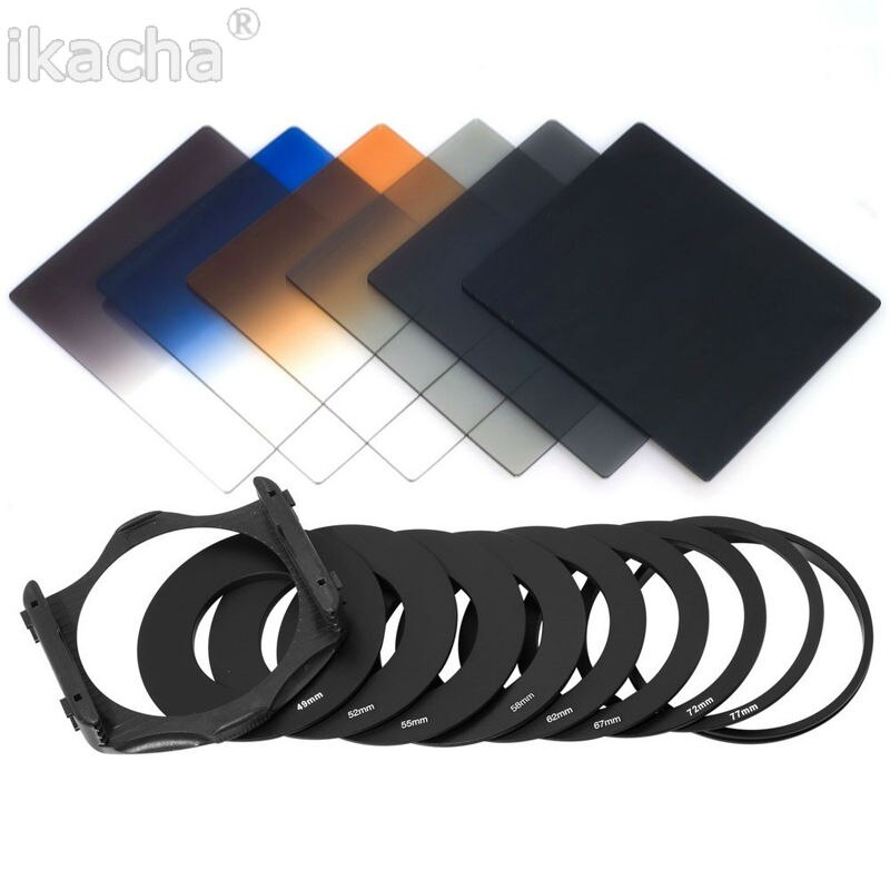 6pcs ND2 4 8 + Graduated Grey Orange Blue + 9pcs Adapter Filter For Cokin P Set