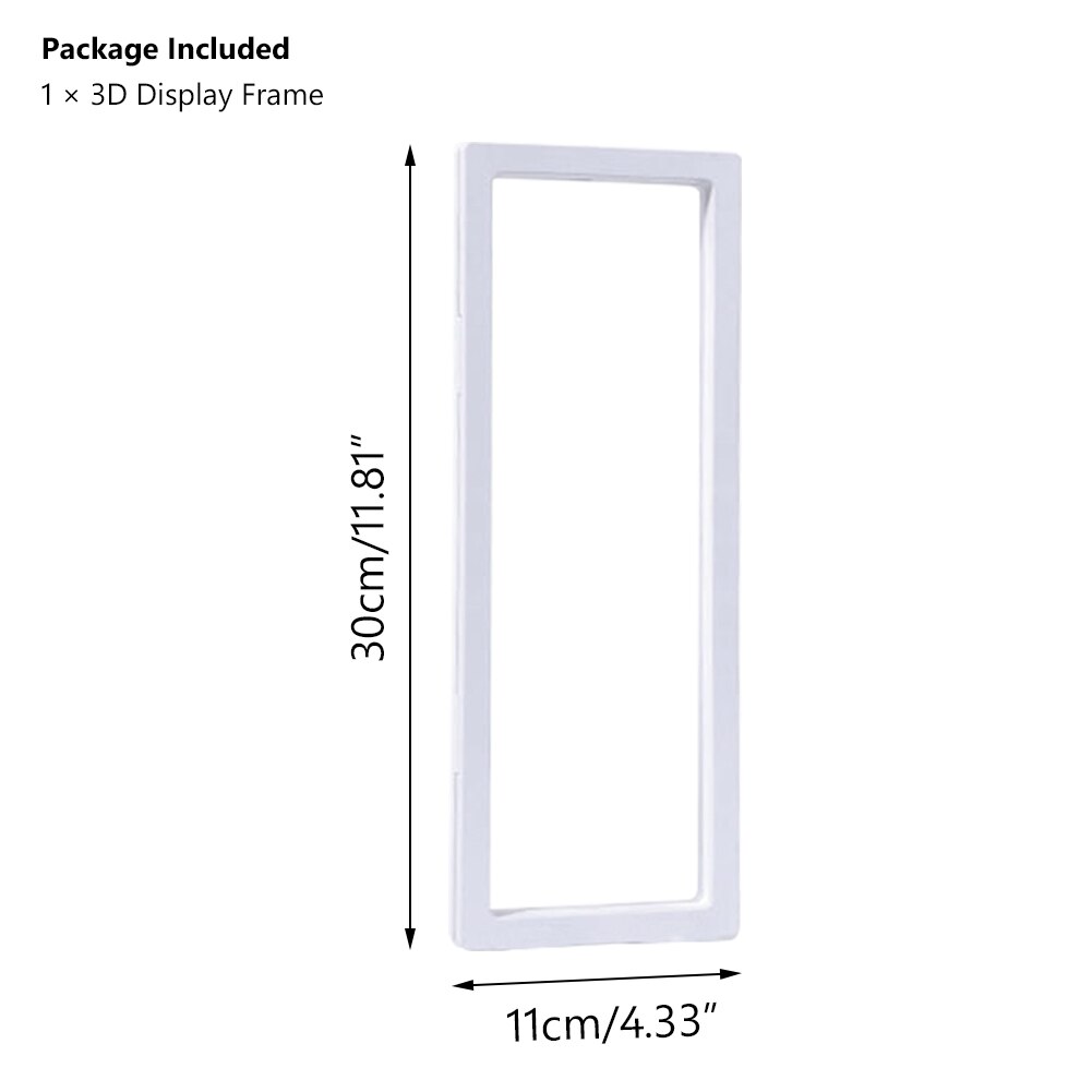 1PC 3D Albums Floating Frame Holder Gemstone Coin Jewelry Clear Display Case Stand ABS Box Suspension Frames Presentation Case: 30x11x2cm white
