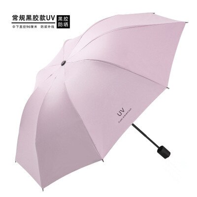 1ps Anti-Uv ins frauen stil Automatische Regenschirm 3-fach Sonnig regenschirm Beschichtung Regen Schicht Winddicht Tragbare Regenschirme 50%: Regular pink