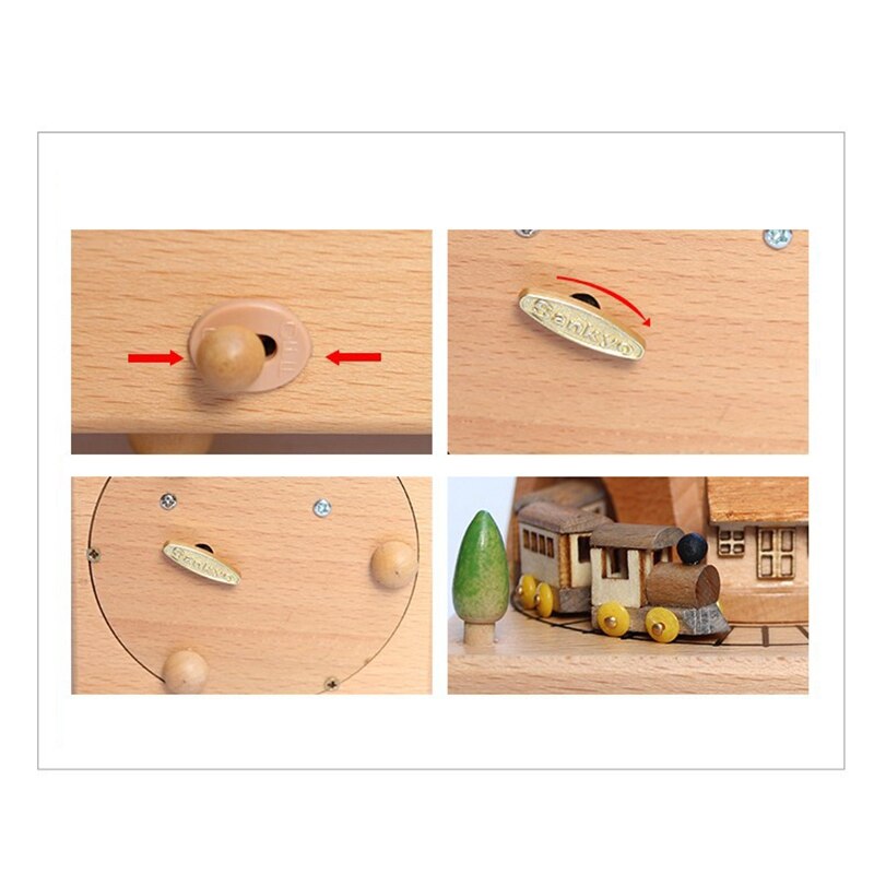 Carousel Musical Boxes Wooden Music Box Crafts Birthday Vintage