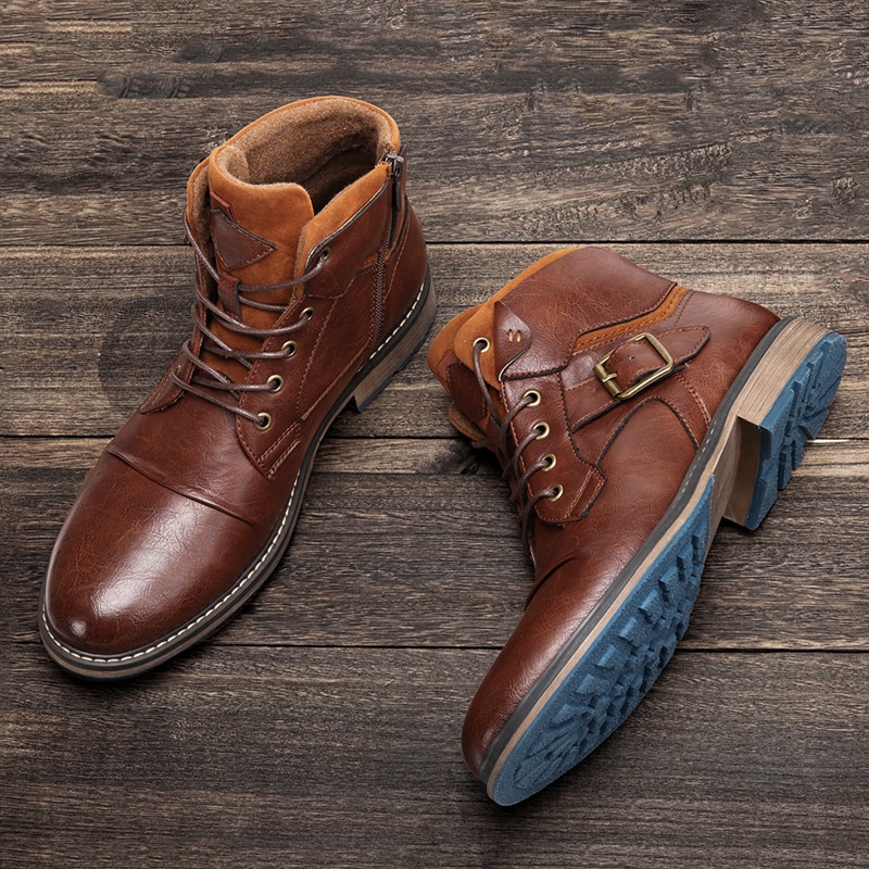 Plus size 8-12 støvletter herre merke ankelstøvletter vintage høst komfortable skinnstøvler menn vintersko