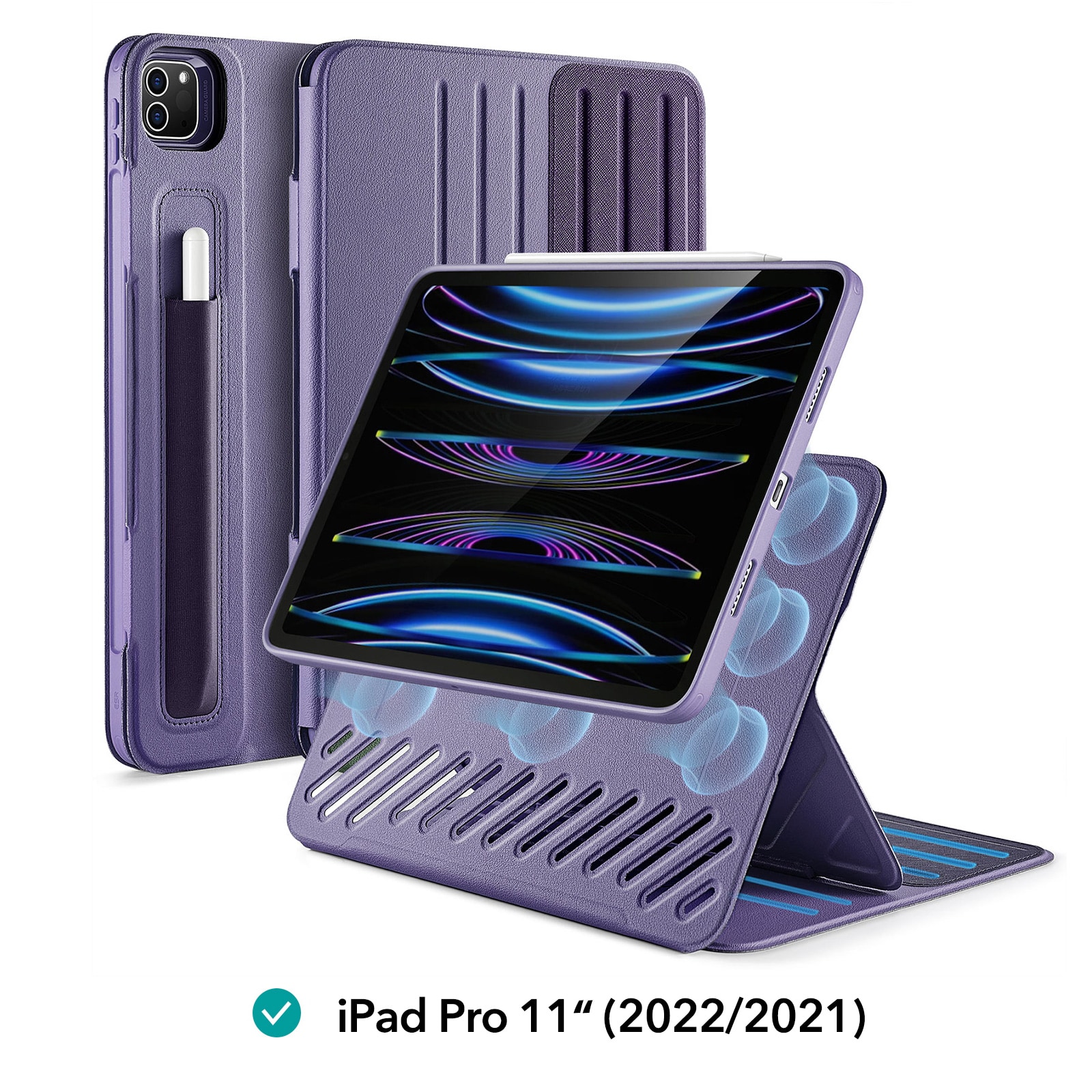 ESR for iPad Pro 11/12.9 Shift Magnetic Case for iPad Air 5/4 Ultra-Stable Stand Case Funda Back Cover for iPad 10th: 6 / PURPLE