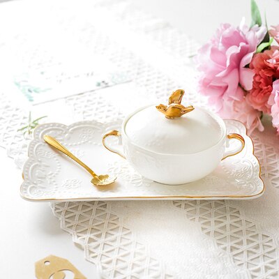 Bird's Nest Bowl Ceramic Covered Stewed Tremella Bowl Soup Bowl Dessert Bowl Continental Court Vintage Phnom Penh Ear Bowl: 08