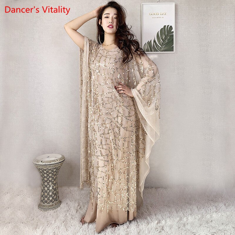 Nueva túnica de baile con lentejuelas + malla + modal, Túnica de baile, vestido de baile, vestido de entrenamiento de competición de danza Oriental