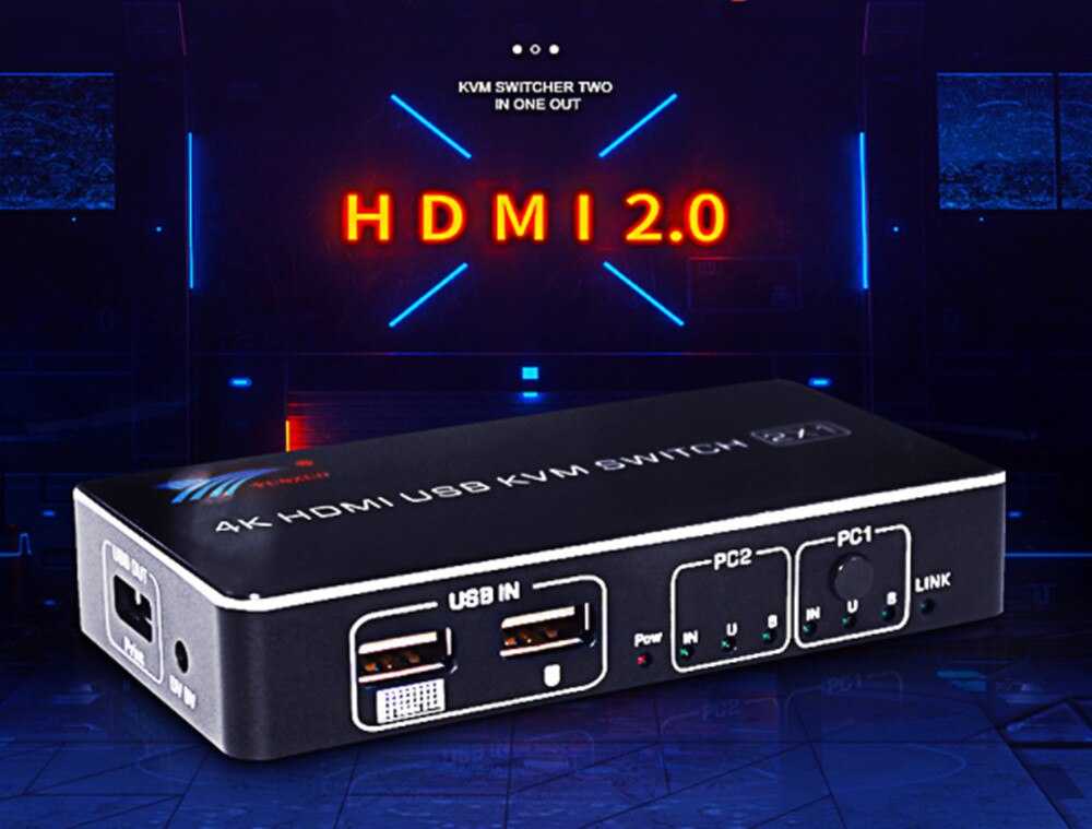hdmi2.0KVM switch 2 in 1 out 2 cut one 4K mouse and keyboard printer sharing