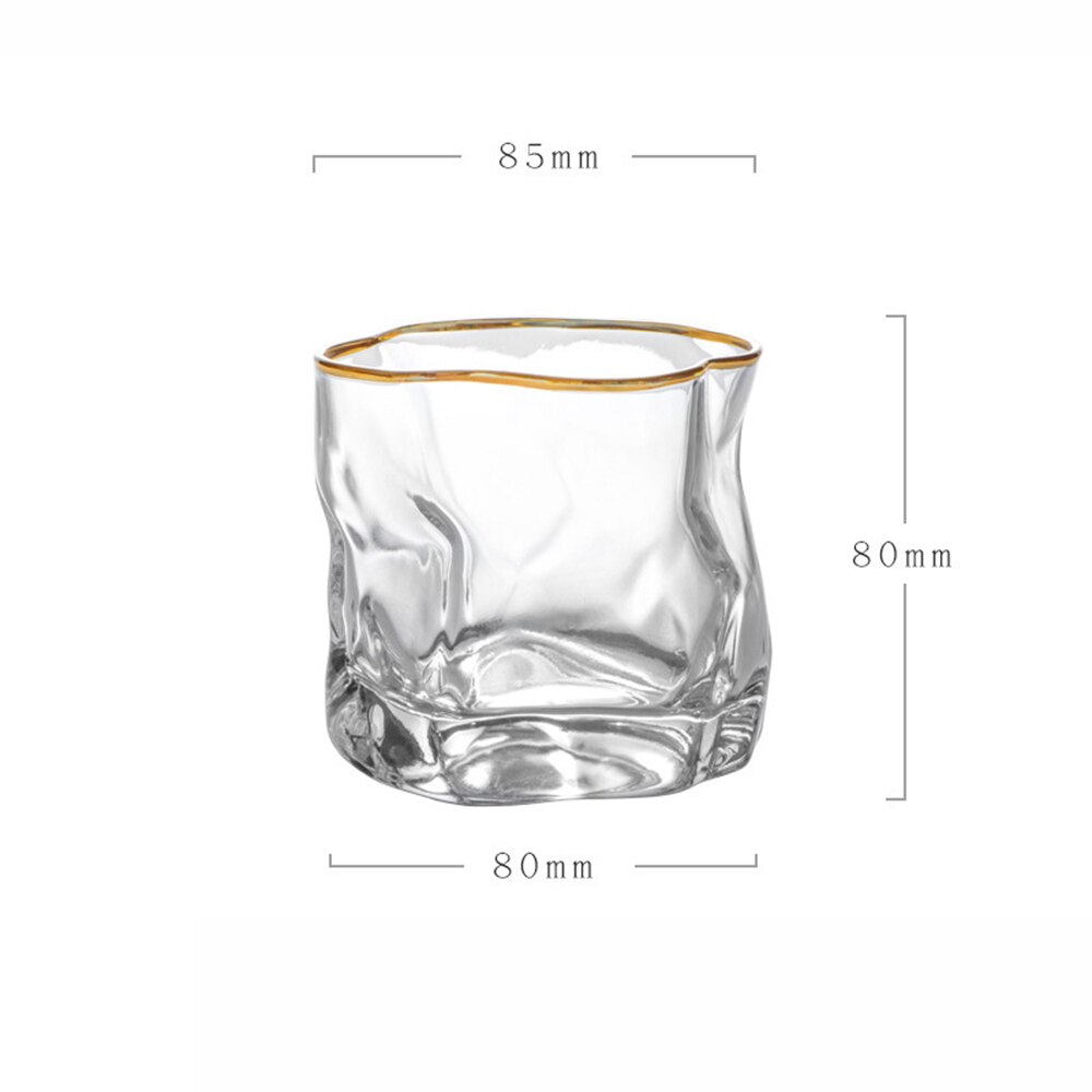 250ML Ins Style Japanese Irregular Glass Cup Wine Beer Whiskey Vodka For Kitchen Bar Ice Pattern Fold Cups: B