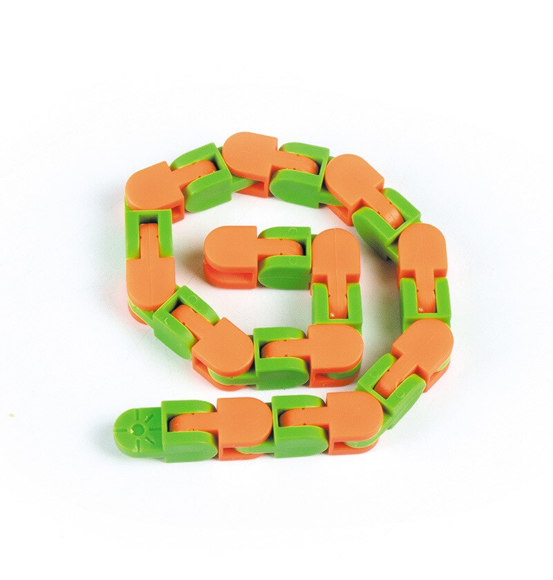 Tangles Fidget Tiys Colorful Puzzle Sensory Tracks Snap Finger Toy 24 Bicycle Chain Track Pressure Relief Toy: Light Green