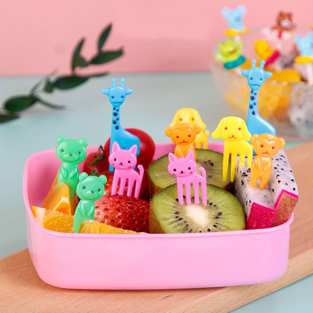 10/30Pcs Bento Gemüse Geschirr Nette Mini Kleinkind Kinder Obst Gabeln Zahnstocher Kinder Essen Picks Cartoon Tier Bauernhof