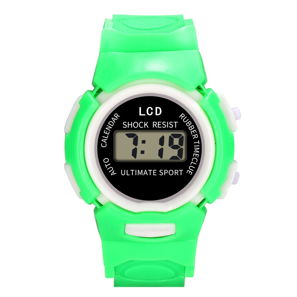 Barns utomhus pojke flicka larm analog digital multifunktion sport led vattentät barn armbandsur klocka  w50: Grön