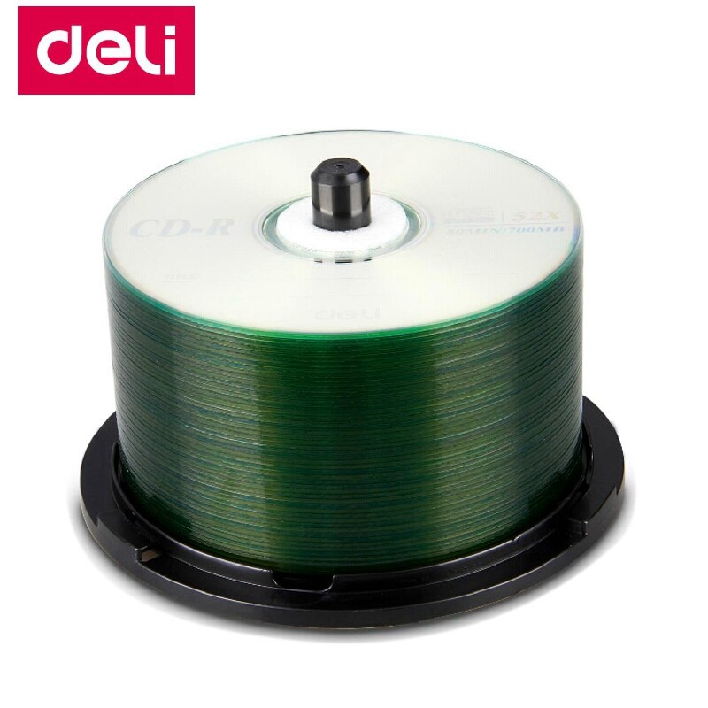 Deli 50 unids/lote Deli 3725 CD-R discos en blanco grabable DISCO COMPACTO 700MB/80min/52x CD-R discos en blanco