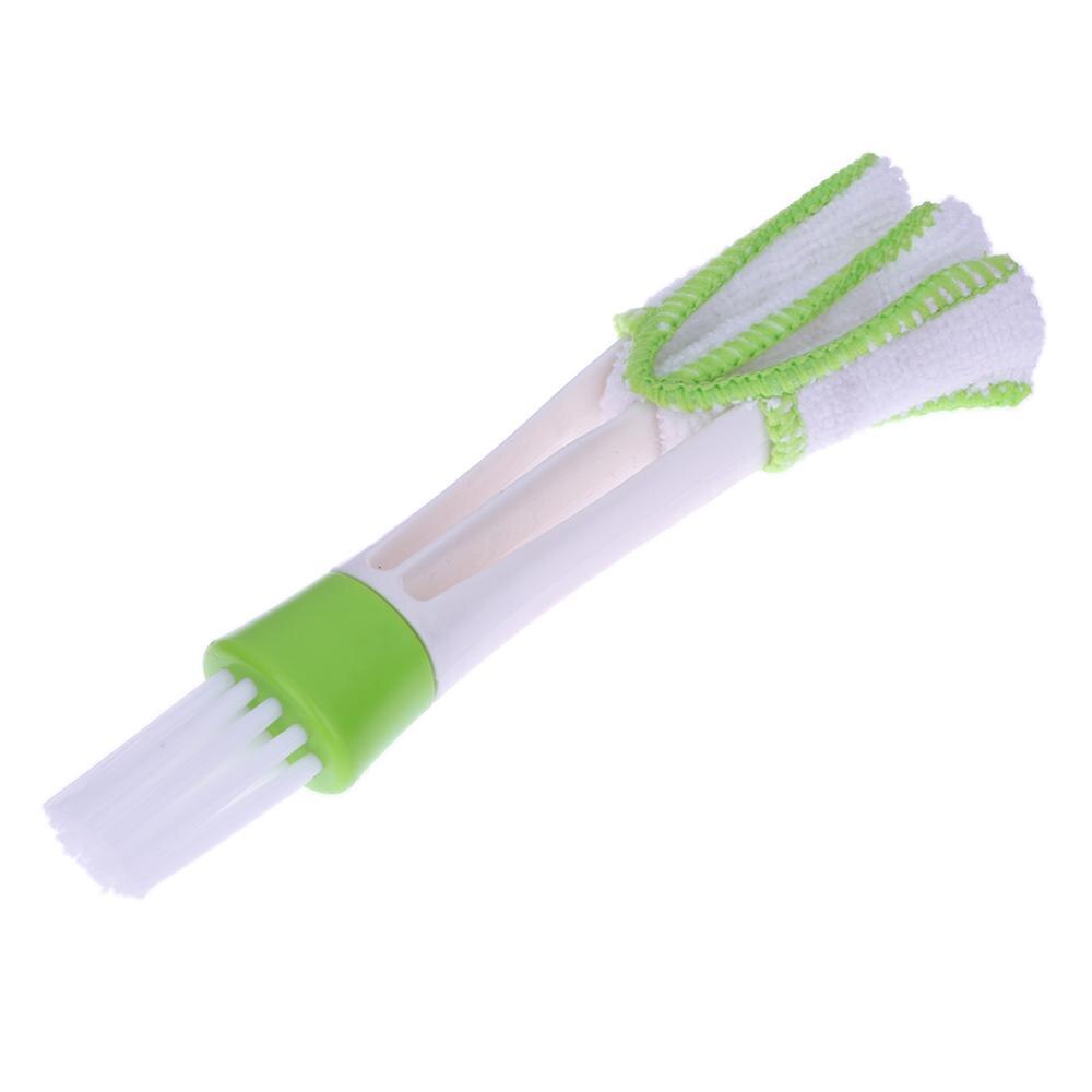 Brosse de nettoyage des évents de climatiseur de voiture, 6.5 pouces, Double extrémité, dépoussiéreur de stores: Green