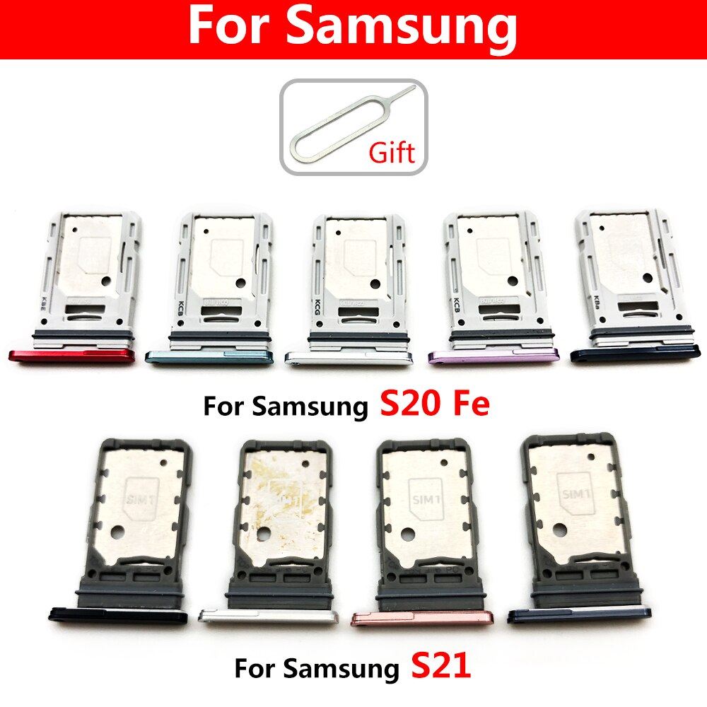 Bandeja Sim para Samsung S20 Fe S21, ranura para tarjeta SIM, adaptador de soporte de bandeja de tarjeta SD con Pin, piezas de repuesto para teléfono inteligente
