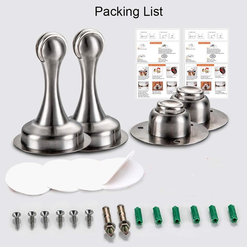 2Pcs Stainless Steel Magnetic Door Stop Stickers Door Stop Wall-Mounted Nail-Free Door Stop Door Hardware