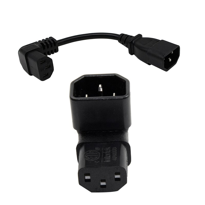 IEC Male C14 To Up Right Angled 90 Degree IEC Female C13 Power Extension Adapter With 18Cm IEC 320 90 Degree C13 3 Pin Female To: Default Title