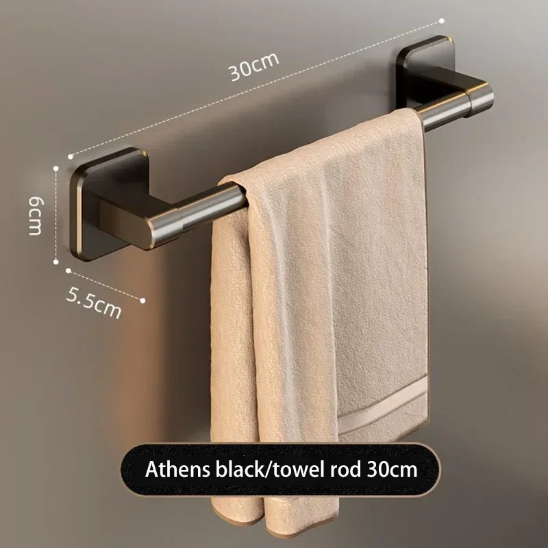 30/40/50cm Bathroom Towel Holder Black Without Drilling Bathroom White Towel Rack Towel Bar Self-Adhesive Bathroom Towel Rack: Burgundy