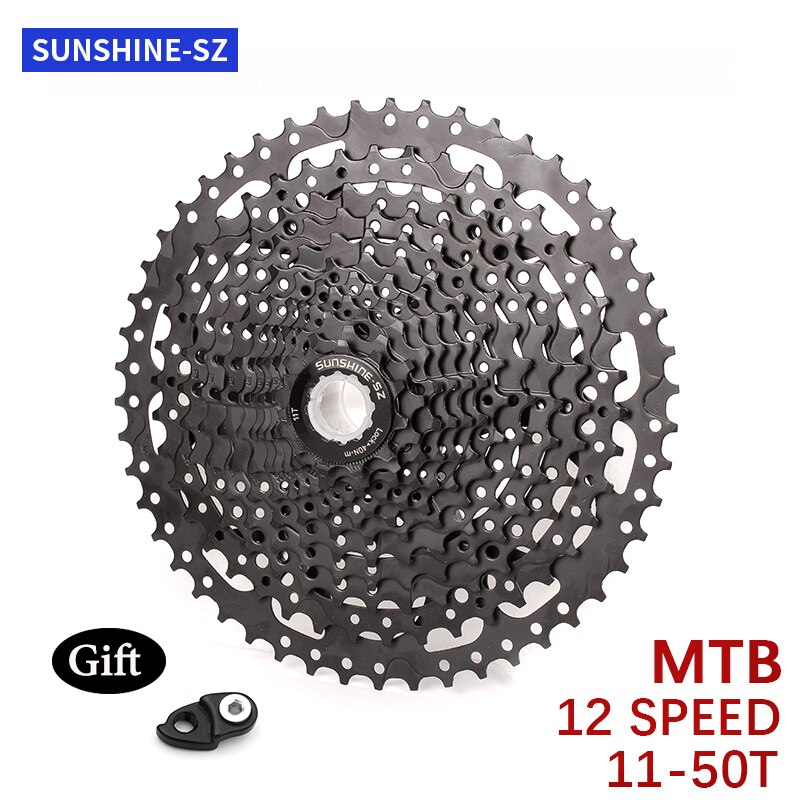 Sunshine 12V Cassette 12 Speed Tandwiel Fiets Vrijloop Mtb Cassette Voor Shimano Deore M6100 M7100 M8100 Xtr Sram Sx gx Nx: 12S 11-50T Black