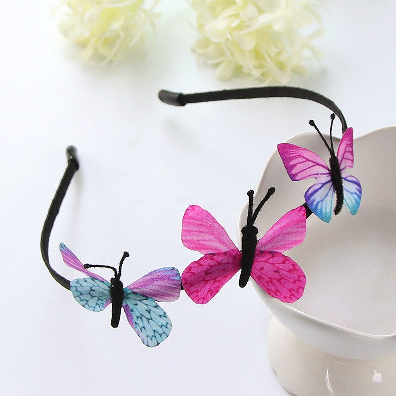 Banda de pelo para niños de mariposa , de princesa Hada, diadema, 1 pieza, accesorios para el cabello para fiestas de niñas, coloridos niños hechos a mano: A