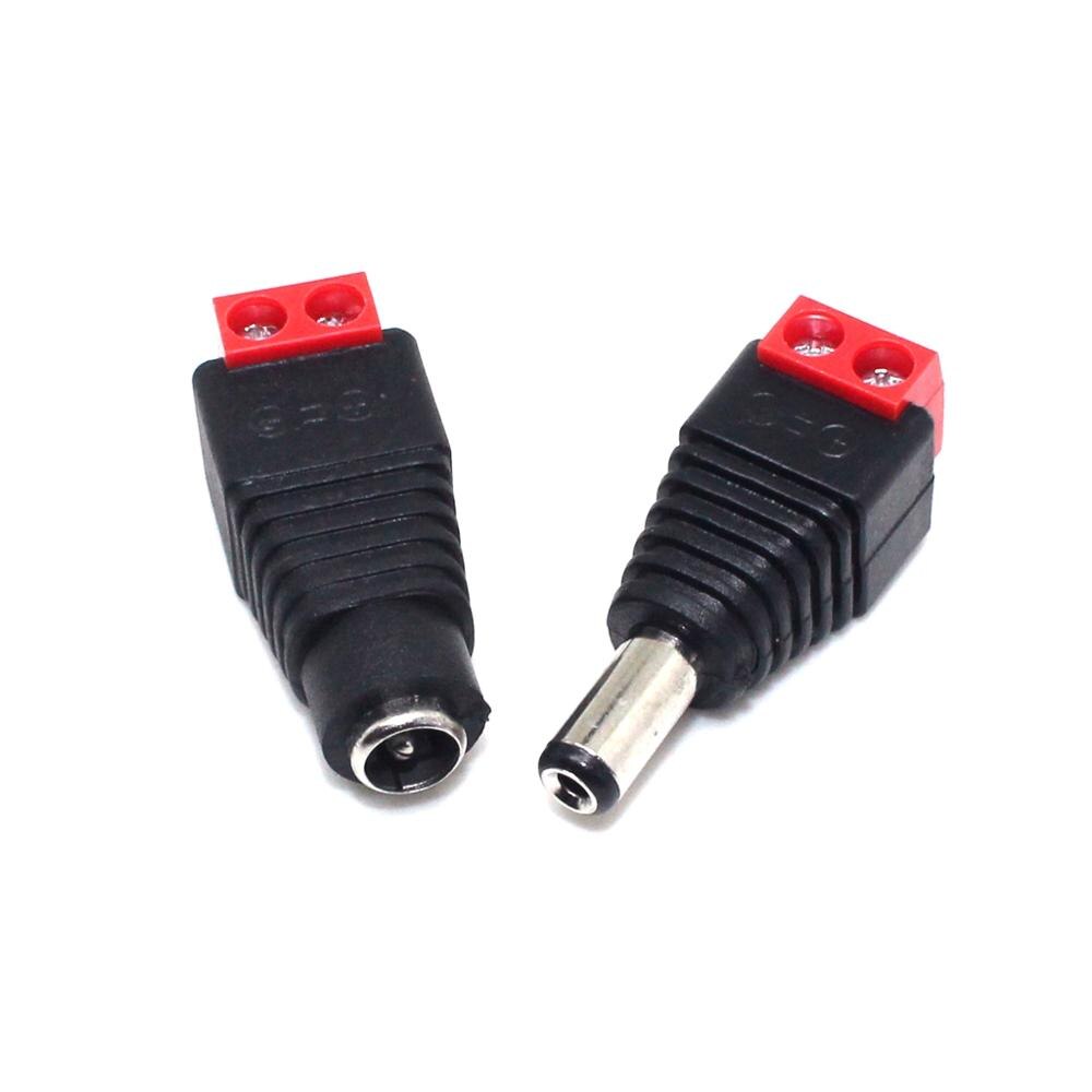 Adaptador de enchufe macho/hembra para CCTV, 12V, 5,5x2,1mm, luz LED de un solo color, 10 Uds.