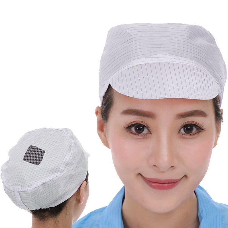 Elastisk mesh støvtette hetter antistatisk leie rom pustende arbeider lokk restaurant service verksted menn kvinner arbeider lue: Hvit