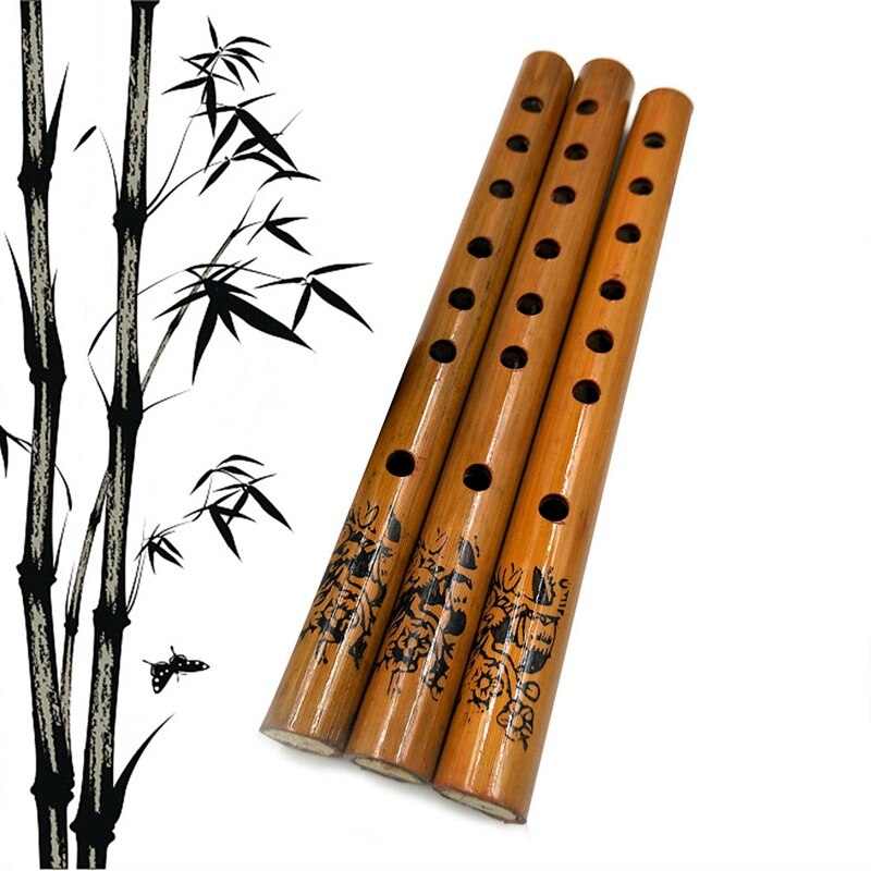 1PC Chinese Traditional 6 Holes Bamboo Flute Vertical Flute Clarinet Student Musical Instrument Wooden Color