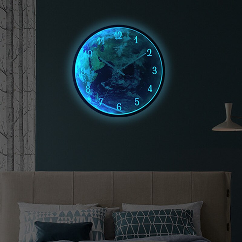 Led Wall Clock Night Light Electronic Quartz Clock Luminous Mute Silient Voice Control Modern Night light for Home