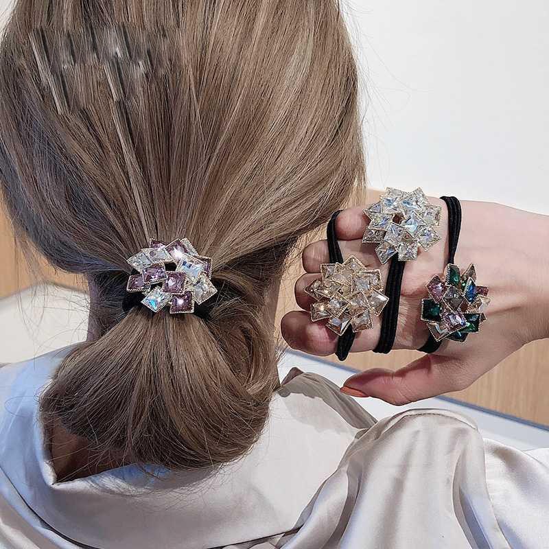Cinta elástica coreana para el pelo, banda para la cabeza con diamantes de imitación de cristal, coletero de de lujo a la , Accesorios para el pelo
