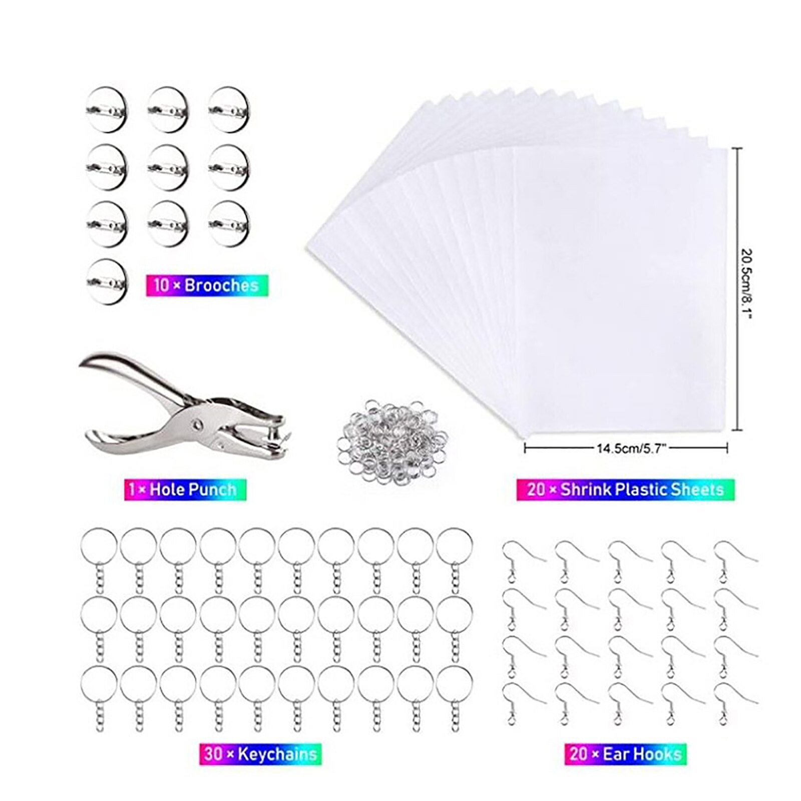 1 Set Shrinky Art Paper Heat Shrink Sheet Plastic Kit Hole Punch Keychains Pencils DIY Color Lead Manual Heat Shrink Film Tool: Type C