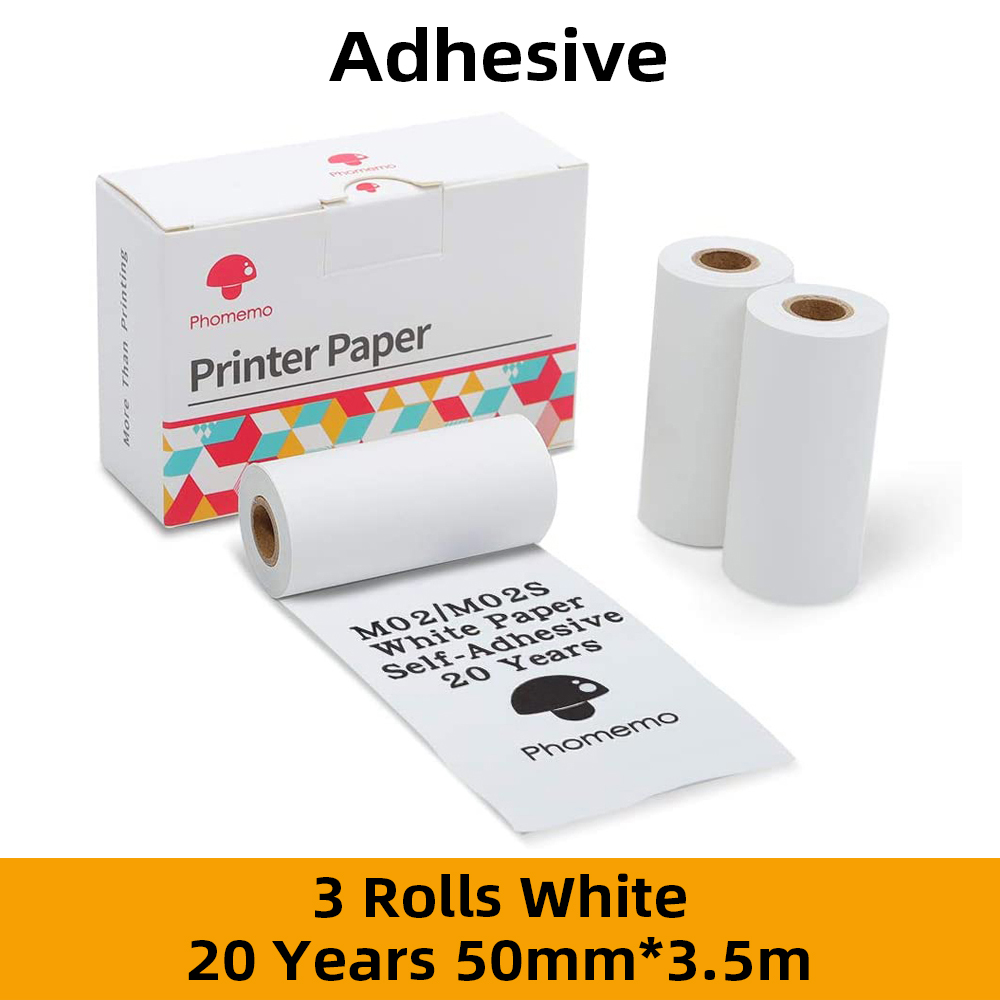 Papel Phomemo Sticky Thermisch Papier Printable Foto Papier Voor M02/M02S/M02Pro Mini Printer: White 20 Years