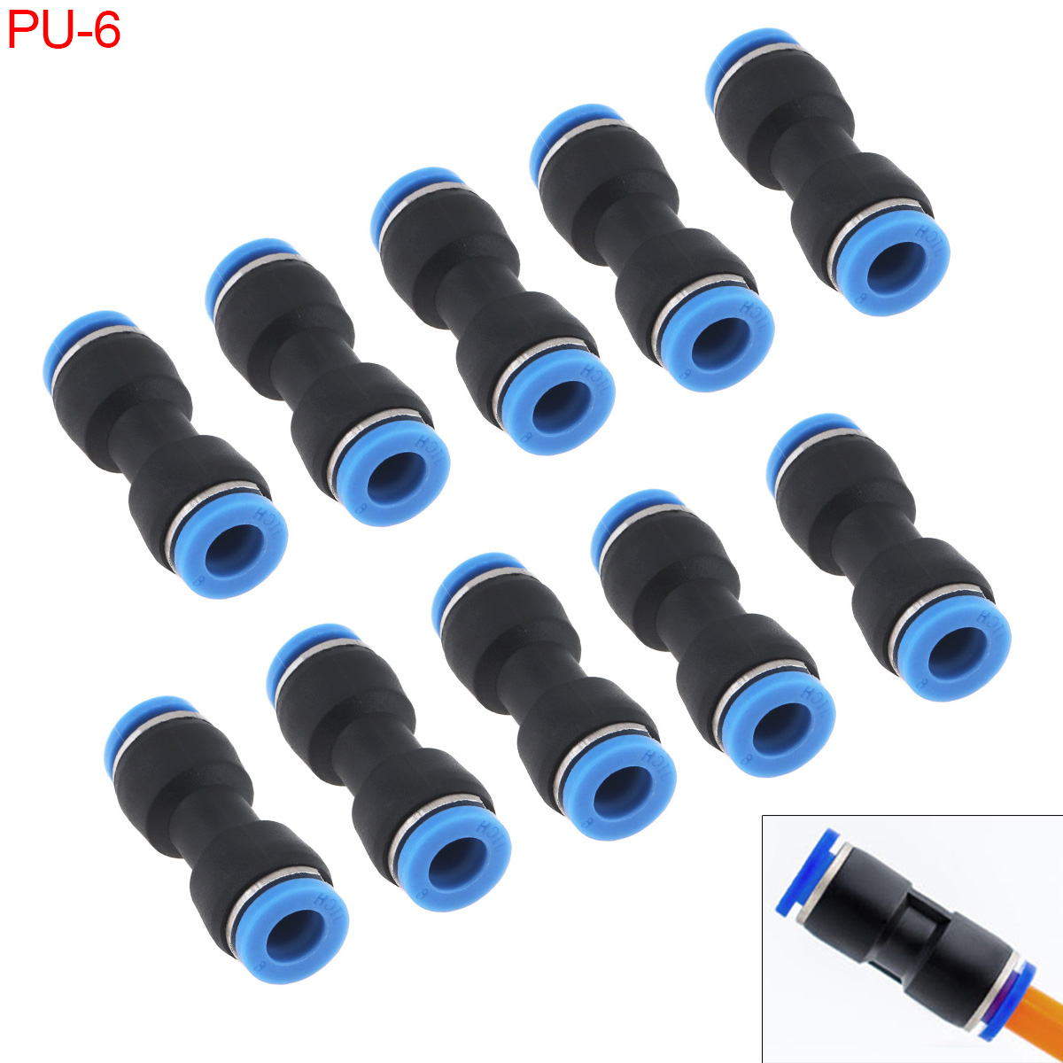 Conector de tubo neumático, accesorios rápidos de aire, acoplador de manguera de empuje de agua, 10 piezas, 4mm, 6mm, 8mm, 12mm, 14mm: Rojo