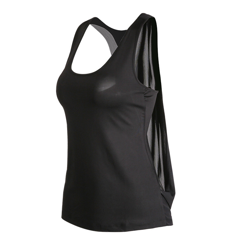 Women yoga T-shirt beauty back hollow mesh sports blouse running fitness vest