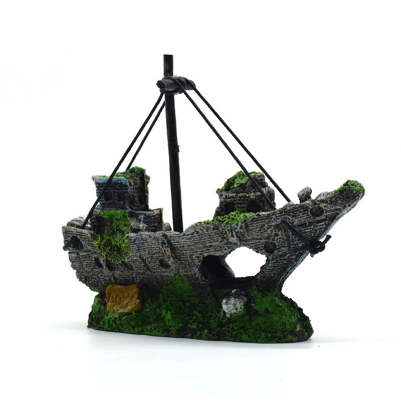 Aquarium Aquarium Decoraties Landschap Piratenschip Wrak Decor Hars Boot Ornament Aquarium Accessoires Decoratie