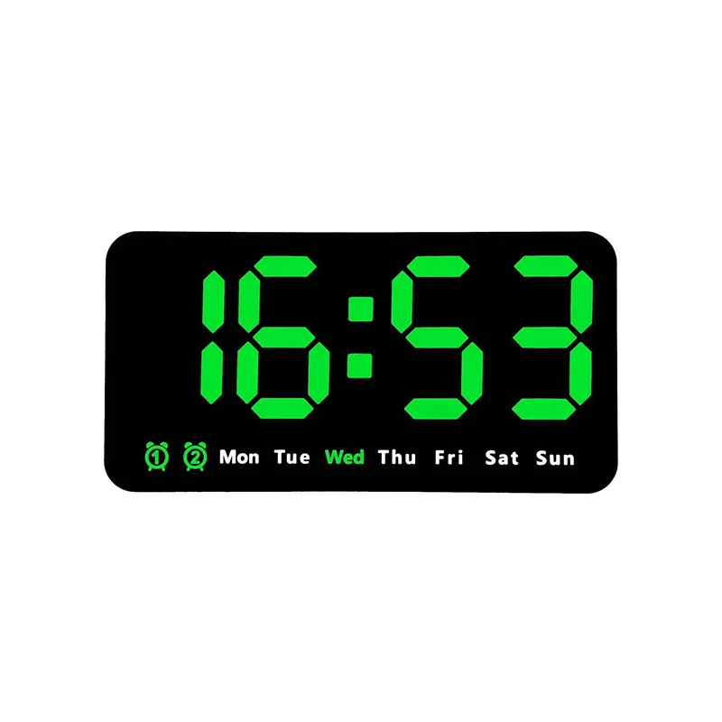 Elektronische Wanduhr Temperatur Datum Anzeige Tisch uhr Zauberstab Montage digitale LED-Wecker für zu Hause 12/24h Sprach steuerung: Grün