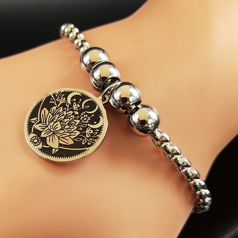 2022 Lotus Edelstahl Manschette Armbinde für Frauen Silber Farbe Armreif Armbänder Schmuck Armbinde acier B18336