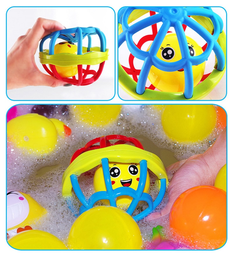 Zachte Kleurrijke Bal Speelgoed Hand Bell Rammelaar Ontwikkelen Speelgoed Touch Bite Gevangen Hand Oball Bal Voor Baby Leren Educatief Speelgoed