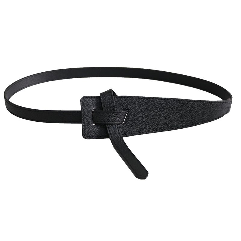 Cinturón largo ancho de cuero para mujer, cinturones de corsé anudados en la cintura, negro, falda, abrigo, accesorios de ropa
