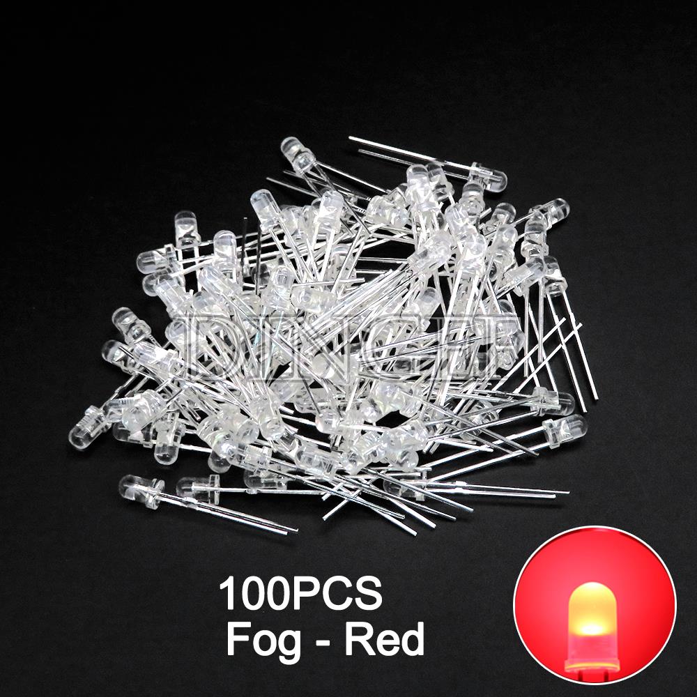 100PCS 3mm 5mm LED Diode F3 F5 Assorted Kit White Green Red Blue Yellow Orange Pink White DIY Light Emitting LED Diode Connector