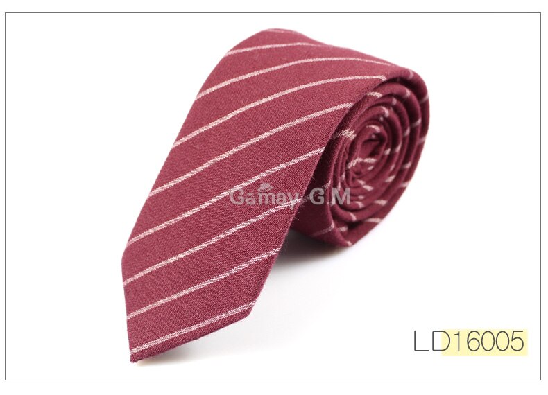 Afslappet bomuldsplaid stribet herrebånd 6cm smalle bryllupsforretning tyndt slips til mænd frisk hals slips halsbånd: Ld16005