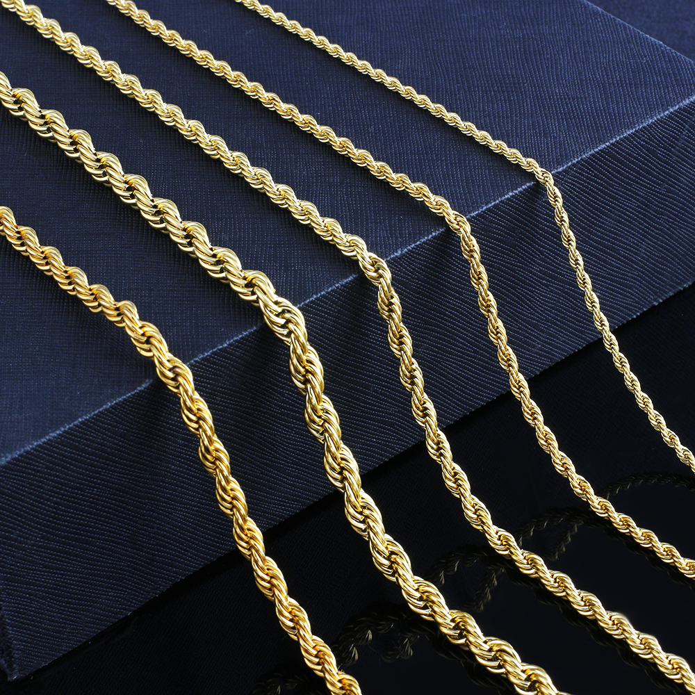 Stainless Steel Rope Chain Necklace Twisted 2/3/4/5/6/7 Width for Men and Women Gold Silver Jewelry