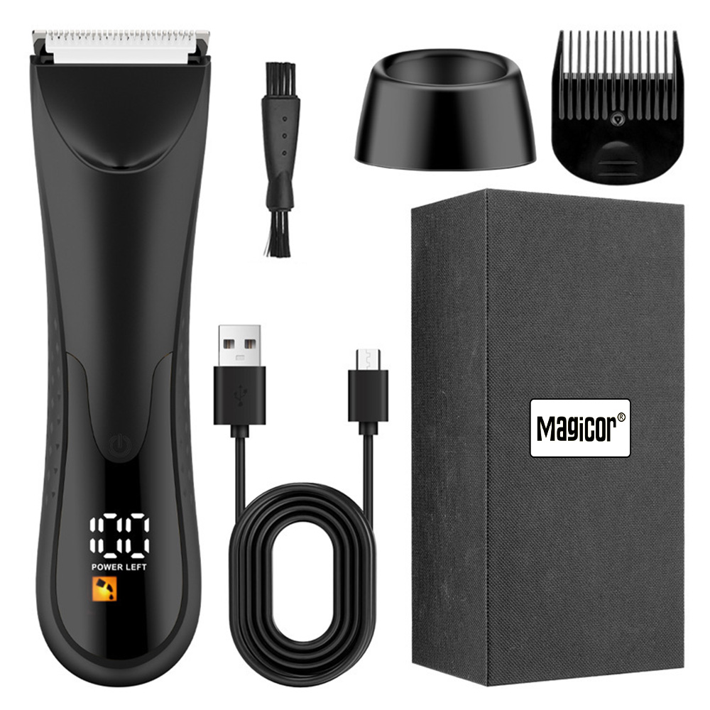 Body Trimmer For Men Rechargeable For Sensitive Areas Bikini Armpit Electirc Body Hair Trimmer Full Water Proof Body Shaver: black