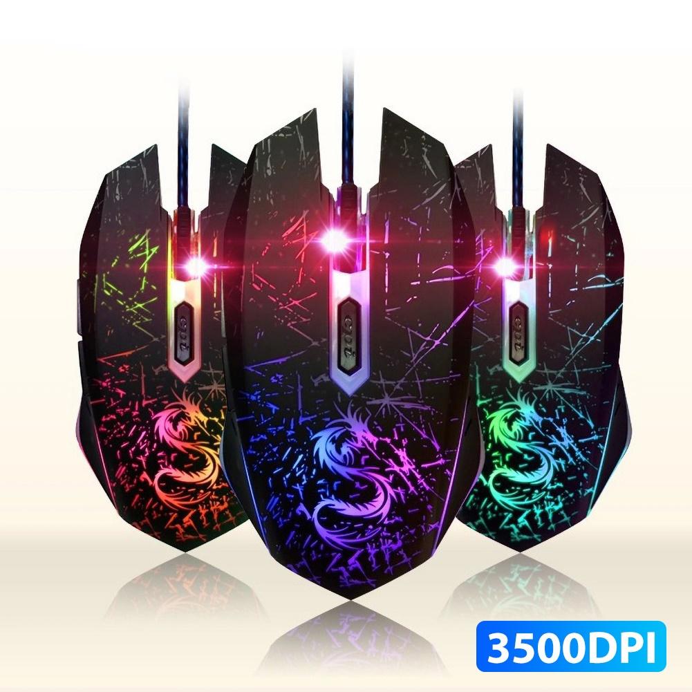 Ratón para juegos colorido retroiluminado ergonómico 6 botones Ratón de juegos con cable USB ratones para PC ordenador portátil Gamer doméstico