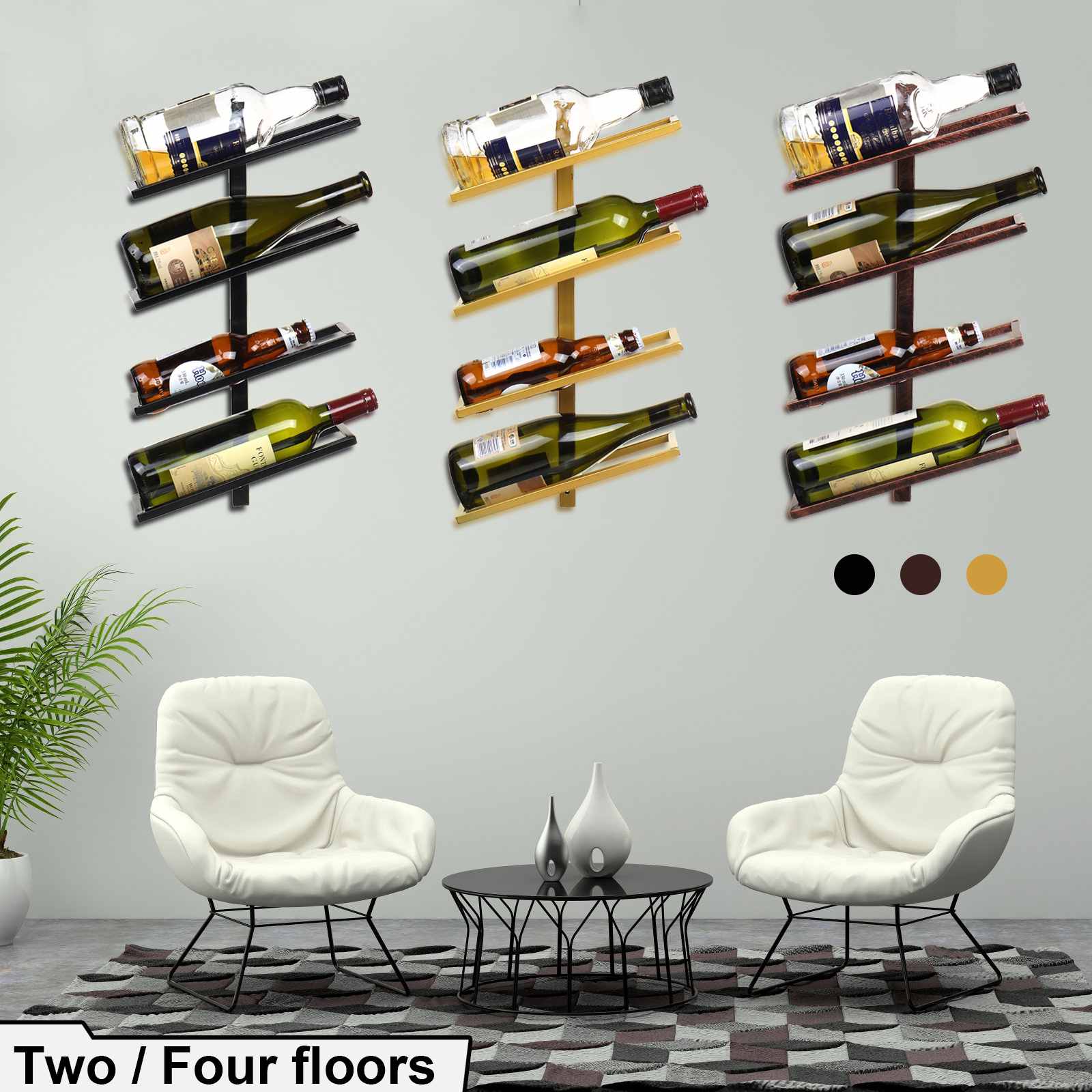 Modern Iron Wine Rack Wall Mounted Wine Holder Home Bar Cabinet Wine Glass Hanging Holder Storage Organizer Rack Home Furniture