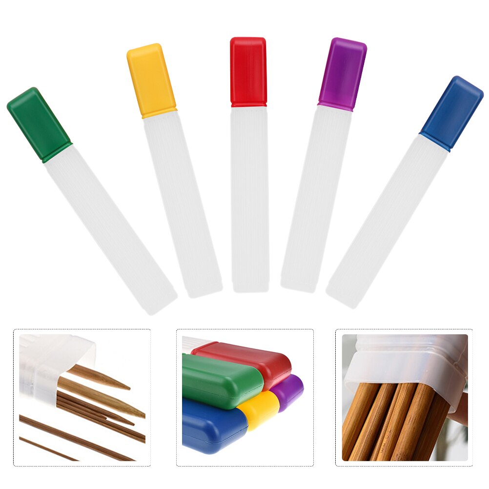 5PCS Knitting Needles Container Long Plastic Knitting Needle Container Sewing Tool Container for Home