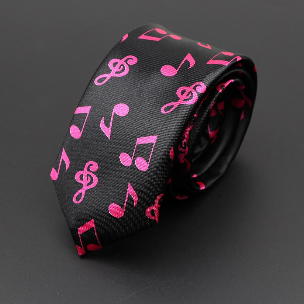 Corbata musical clásica de para hombre, Festival de vacaciones, estampado de Piano, guitarra, cara sonriente, poliéster, 5cm de ancho, corbata negra con: Naranja