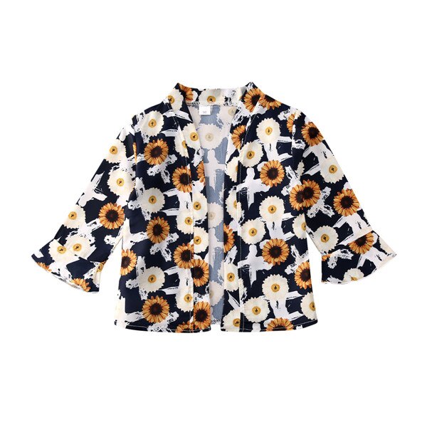 enfant en bas âge enfants bébé filles tournesol hauts t-shirt à manches longues Blouses vêtements: WHITE / size 100