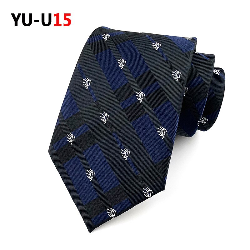 Cravate à carreaux rayée pour hommes, 8cm, décontractée, costume d'affaires de mariage, Jacquard, robe formelle, cravate Slim pour hommes: YU-U15